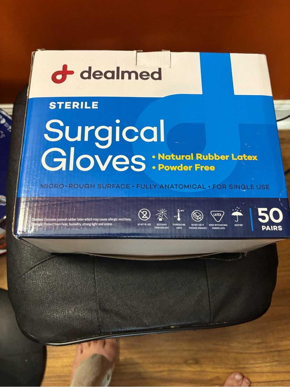 Sterile Surgical Gloves - size 8 Blue Box of 50 individually sterile sealed